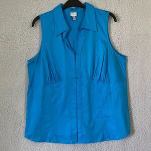 VENEZIA Womens Tank Top Cotton‎ Pleat Blue Hook Eye Size 18/20 Stretch